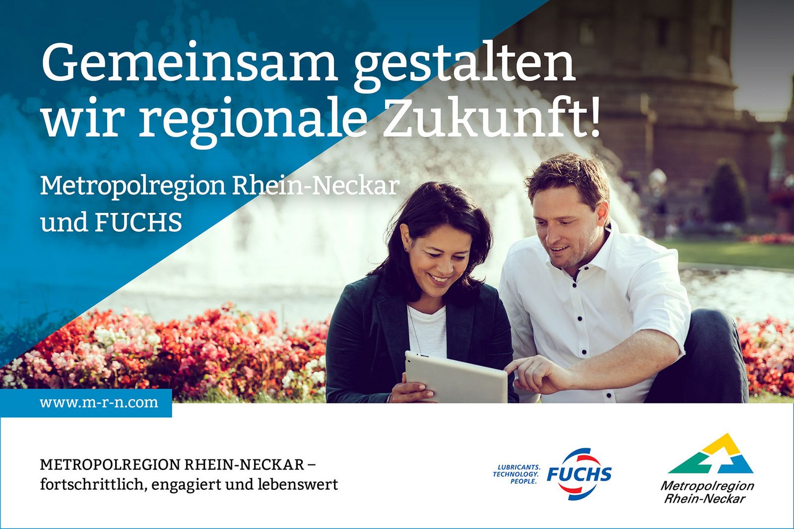 Digitales Banner zur Kooperation von FUCHS und der Metropolregion Rhein-Neckar